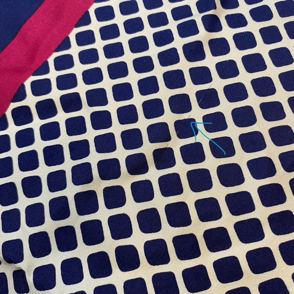 Vintage Yves Saint Laurent Silk Scarf Square Pink Blue Diamond Pattern Logo - Picture 16 of 16